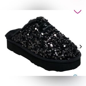 Bearpaw Black Sequin Slippers